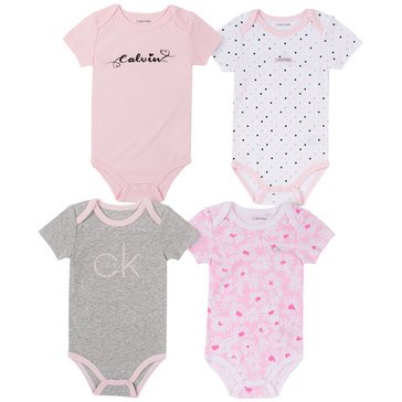 Calvin Klein Baby Girls' Printed 4-Pack Bodysuits