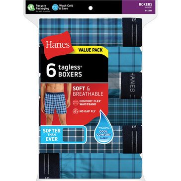 Hanes Men's Yarn Dyed Woven 6-Pack Boxers