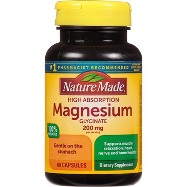 Nature Made High Absorbtion 200mg Magnesium Glycinate Capsules, 60-count