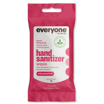 Everyone Hand Sanitizing Wipes Ruby Grapefruit 15ct Pouch