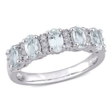 Sofia B. 1 1/4 cttw Aquamarine and 1/6 cttw Diamond Anniversary Band