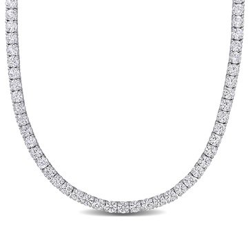 Sofia B. Sterling Silver 33 cttw Created White Sapphire Necklace