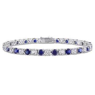 Sofia B. Sterling Silver 14 1/4 cttw Created Blue and White Sapphire Bracelet