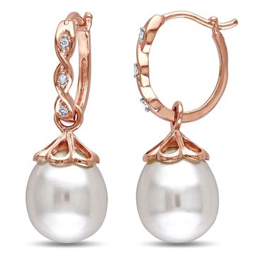 Sofia B. 10K Rose Gold Freshwater Cultured Pearl and Diamond-Accent Infinity Drop Earrings