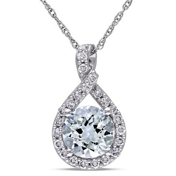 Sofia B. 1 1/7 ct Aquamarine and 1/5 cttw Diamond Teardrop Pendant