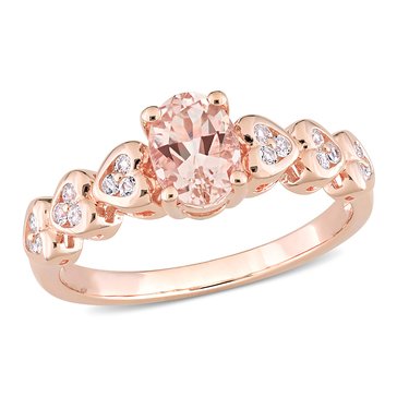 Sofia B. Rose Plated Sterling Silver 7/8 cttw Oval-Cut Morganite and White Topaz Ring