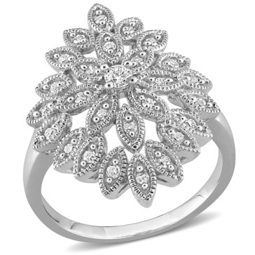 Sofia B. Sterling Silver 1/3 cttw Diamond Filigree Ring