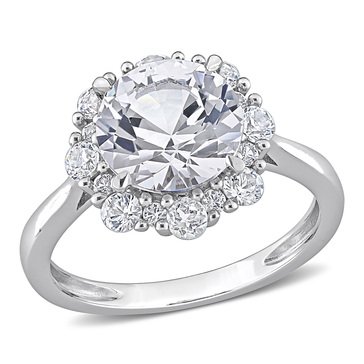 Sofia B. 10K White Gold 4 1/3 cttw Created White Sapphire Halo Engagement Ring