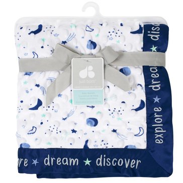 Just Born Baby Boy Popcorn Velboa Blanket Stars