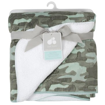 Just Born Baby Boy Suede Plush Blanket Camo