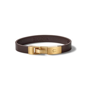 Bulova Goldtone Wrap Leather Bracelet