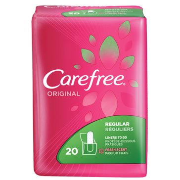 Playtex Carefree Body Shape Scented Original Regular Panty Liners, 20-count