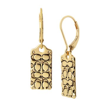 Coach Quilted Logo Leverback Earrings