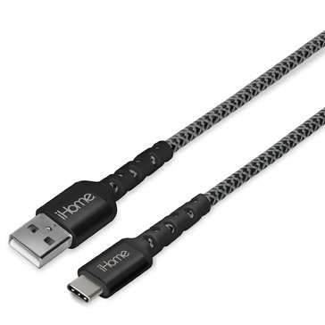 iHome 10ft Durastrain USB-C to USB- A Charge Sync Cable with Cable Wrap