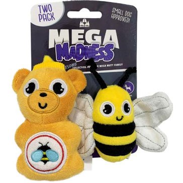 Mega Madness Honey Bee 2 Pack Dog Toy