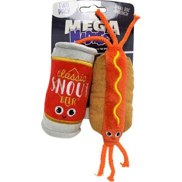 Mega Madness Beer Hot Dog 2 Pack Dog Toy
