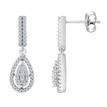 1/2 CT.TW. Diamond Pear Dangle Earrings, Sterling Silver