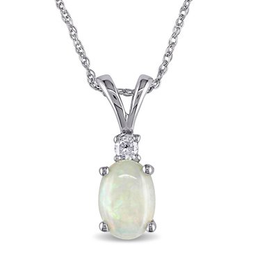 Sofia B. 10K White Gold Opal and Diamond Pendant