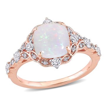 Sofia B. Opal, White Sapphire and Diamond Accent Vintage-Style Engagement Ring