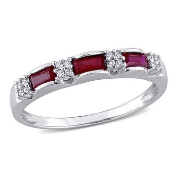 Sofia B. 10K White Gold Ruby and Diamond Accent Eternity Ring