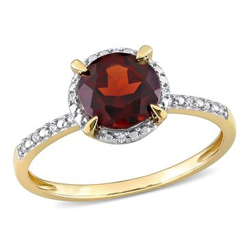 Sofia B. 10K Yellow Gold Garnet  with Diamonds Halo Ring