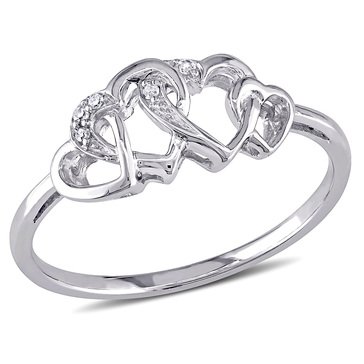 Sofia B. 10K White Gold Diamond Interlocked Heart Ring