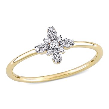 Sofia B. 10K Yellow Gold 1/10 cttw Diamond Floral Ring