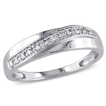 Sofia B. Men's 10K White Gold 1/10 cttw Crossover Diamond Wedding Band