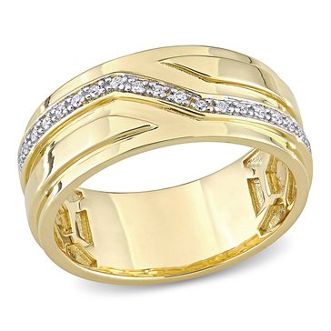 Sofia B. Men's Yellow Plated Sterling Silver 1/10 cttw Diamond Zigzag Ring