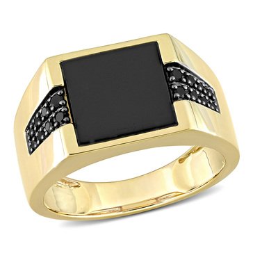 Sofia B. Men's 8 cttw Black Onyx and 1/6 cttw Black Diamond Ring