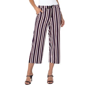 Liverpool Women's Striped Pull-On Wide Leg Crop Trouser 25