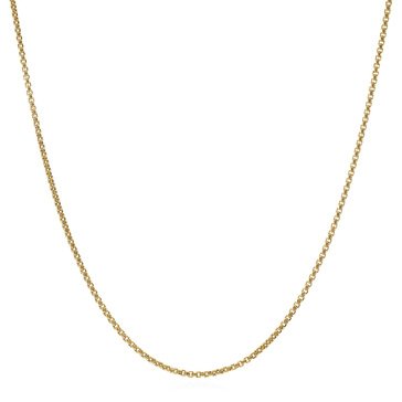 Round Box Chain Necklace, 14K Yellow Gold