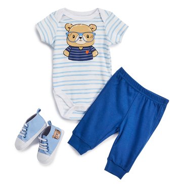 Wanderling Baby Boys' Bear Bodysuit, Pants & Shoes Set