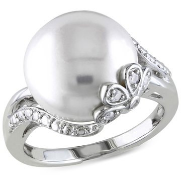 Sofia B. Freshwater Cultured Pearl with Diamonds Ring