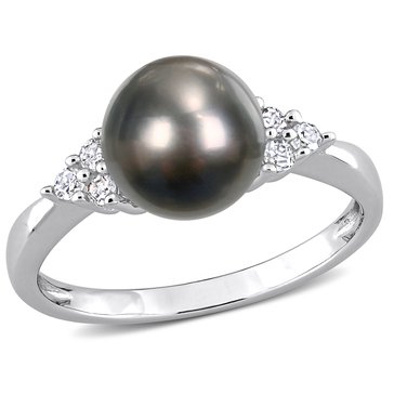 Sofia B. Black Tahitian Pearl and 1/8 cttw Diamond Ring