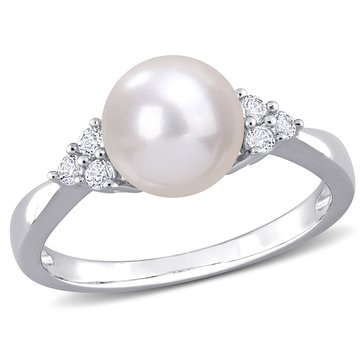 Sofia B. Cultured Freshwater Pearl and 1/4 cttw White Topaz Ring