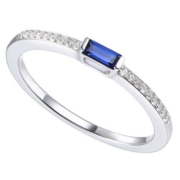 Straight Baguette Sapphire and Diamond Ring