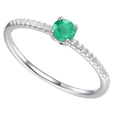 Round Emerald and Diamond Ring