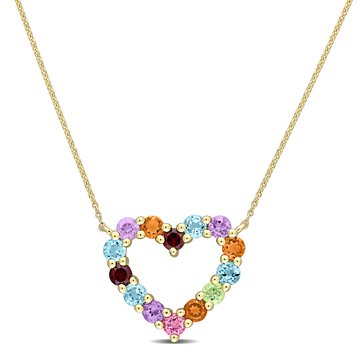 Sofia B. 1 cttw Multi-Color Gemstone Open Heart Pendant