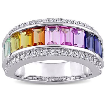 Sofia B. 3 7/8 cttw Multi-Color Created Sapphire Eternity Ring