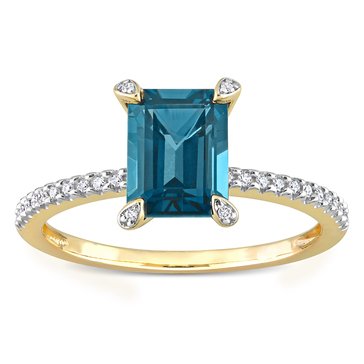 Sofia B. 2 cttw London Blue Topaz and 1/10 cttw Diamond Ring