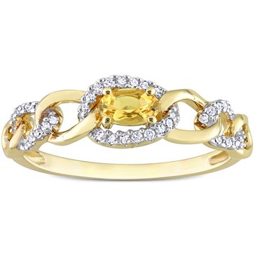 Sofia B. 1/4 ct Citrine and 1/8 cttw Diamond Mini Oval Link Ring