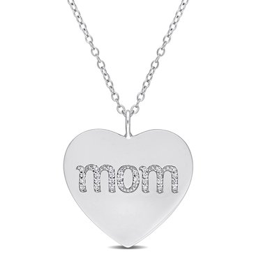 Sofia B. 1/10 cttw Diamond Mom Engraved Heart Pendant