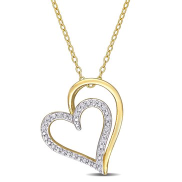 Sofia B. 1/10 cttw Diamond Yellow Plated Sterling Silver Double Heart Pendant