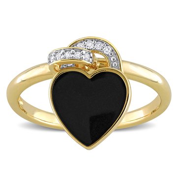 Sofia B. Diamond Accent Black Enamel Heart Ring