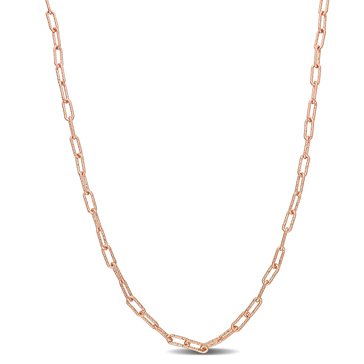 Sofia B. 18K Rose Gold Plated Sterling Silver Fancy Paper Clip Chain Necklace 
