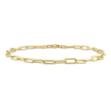 Sofia B. 18K Yellow Gold Plated Sterling Silver AnkletPolished Paperclip Chain