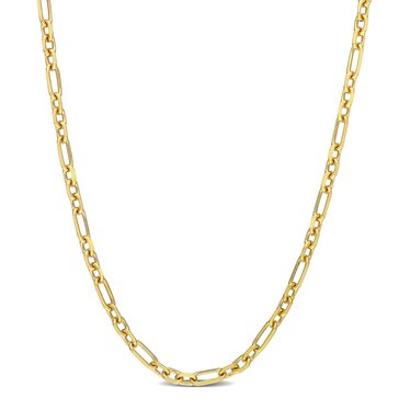 Sofia B. 18K Yellow Gold Plated Sterling Silver Diamond Cut Figaro Chain Necklace 