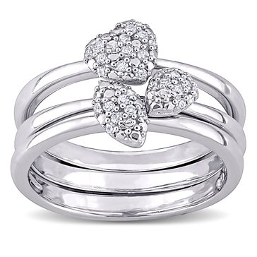 Sofia B. 1/6 cttw Diamond Pave Heart Marquise Pear Shape 3-Piece Stackable Ring Set