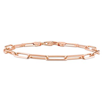 Sofia B. 18K Rose Gold Plated Sterling Silver Diamond Cut Paperclip Chain Bracelet 